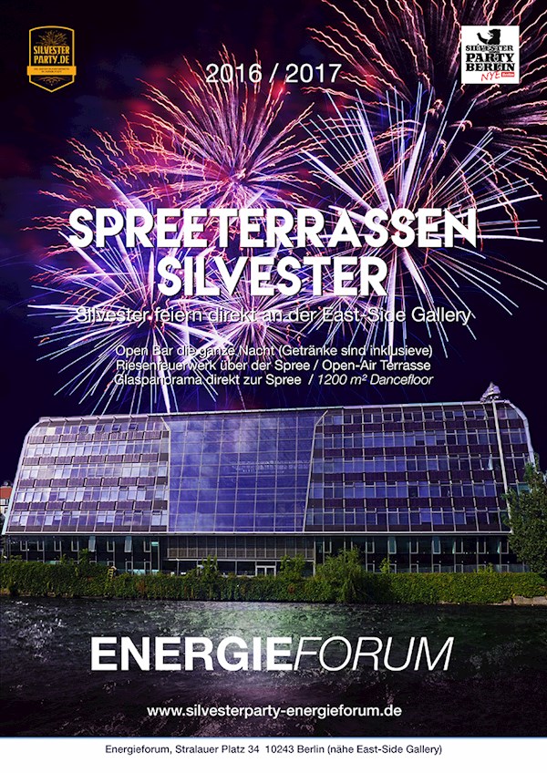 Energieforum Berlin Silvester Spreeterrassen 2016 / 2017 im Atrium des Energieforums