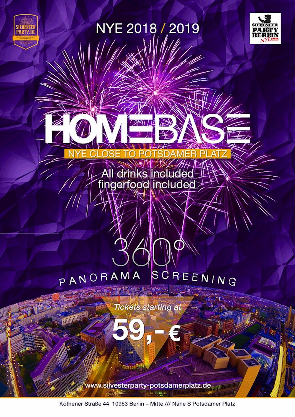 Homebase Lounge Berlin Silvester All inclusive in der Homebase Lounge am Potsdamer Platz