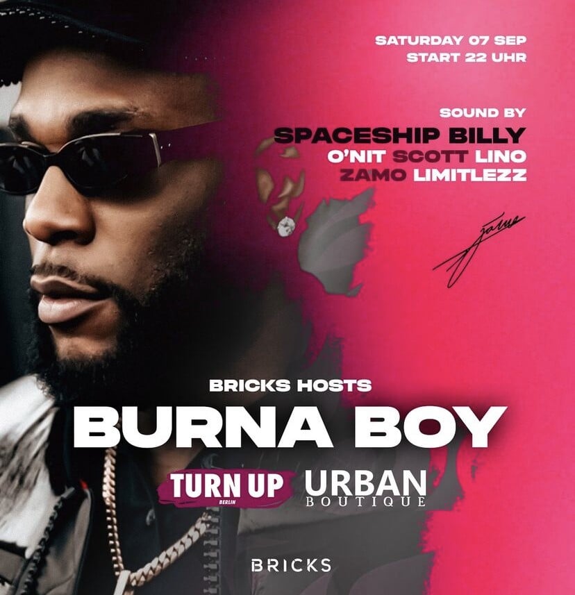 Bricks 07.09.2024 Superestrella Burna Boy Live - Bricks Club