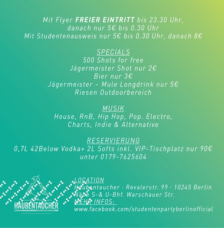 Haubentaucher Berlin Eventflyer #2 vom 21.04.2018