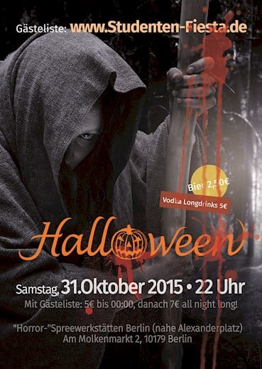 Spreewerkstätten Berlin Eventflyer #1 vom 31.10.2015