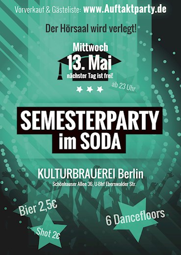 Kulturbrauerei Berlin Eventflyer #1 vom 13.05.2015