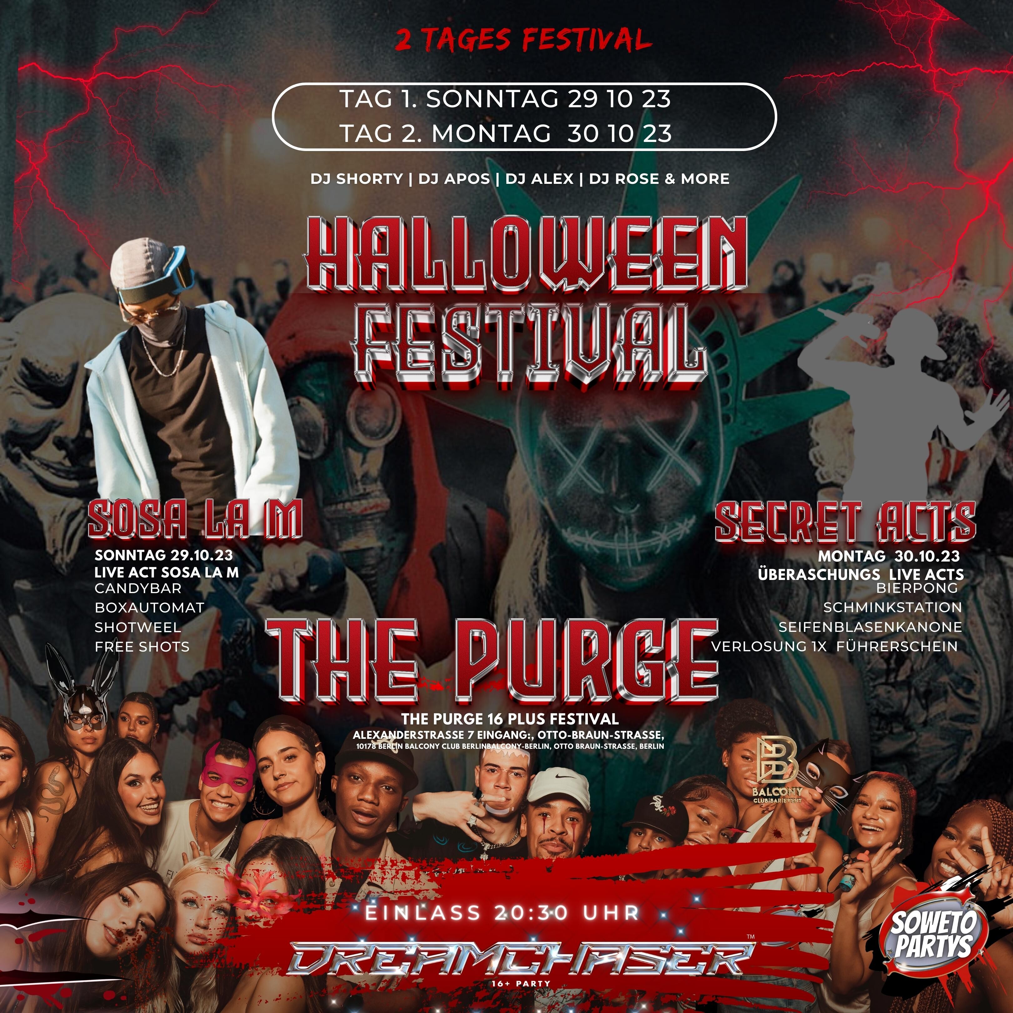 The Balcony Club Berlin The Largest 16+ Halloween Festival | The Purge edition 2 days 2 live acts