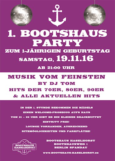 Bootshaus Haselhorst Berlin Eventflyer #1 vom 19.11.2016